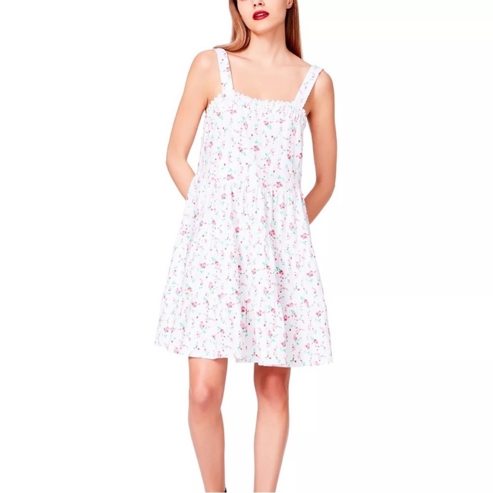 Betsey Johnson Floral Tiered Mini Dress Size Small Smocked Cottagecore